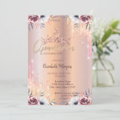 Invitation Ombre Parties scintillant Drop Tiara Floral Quince (Debout devant)