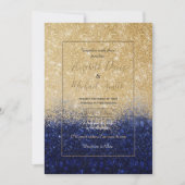 Invitation Ombre Parties scintillant or et bleu design de lux (Devant)