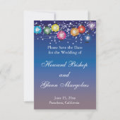 Invitation Ombre Rainbow Lanterns Wedding Enregistrer La Date (Devant)