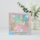 Invitation Ombre rose bleu 3 D Tiffany cristaux pastel vert (Debout devant)