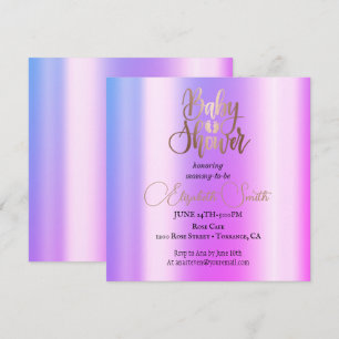Invitation ombre rose gold pour baby shower