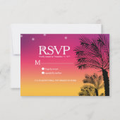 Invitation Ombre Sunset Beach Tropical Palm Trees Mariage (Devant)
