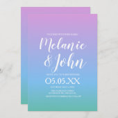 Invitation Ombre Tone arc-en-ciel doux violet bleu Mariage ve (Devant / Derrière)