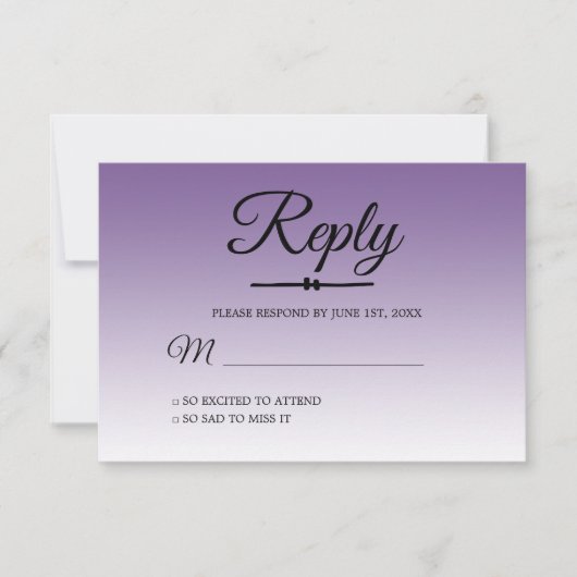 Invitation Ombre Tropical Purple Sweet 16 RSVP (Devant)
