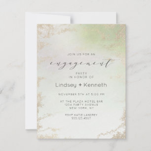 Invitation Ombre Vert de Printemps Doré Feuille Chic Fête de