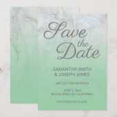 Invitation Ombre verte de la menthe de marbre brillant Enregi (Devant / Derrière)