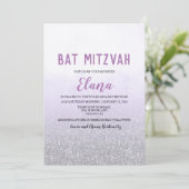 Invitation ombrée lavande pour Bat Mitzvah (Debout devant)