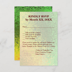 Invitation Ombres d'automne Vert Jaune Mariage Vert Vert Menu