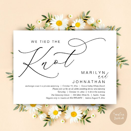 Invitation On A Fait Le Knot, Mariage Elopement Dinner Party