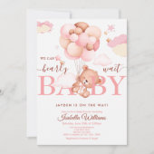 Invitation On a hâte, Rose Bébé Fille Shower (Devant)