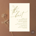 Invitation On a noué le noeud, Romantic Mariage Dinner Party<br><div class="desc">Marquez le début de votre éternité avec élégance en utilisant notre romantique esthétique contemporaine thème or jaune elopement mariage joyeusement après le brunch dîner soirée fête carte d'invitation, "Nous avons noué le noeud". Parfait pour les couples qui souhaitent profiter de leur joyeux événement, cette invitation exhale le raffinement avec un...</div>