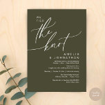 Invitation On a noué le noeud, Romantic Mariage Dinner Party<br><div class="desc">Marquez le début de votre éternité avec élégance en utilisant notre romantique classe verte olive thème mariage elopement heureux jamais après brunch déjeuner dîner soirée carte d'invitation, "Nous avons noué le noeud". Parfait pour les couples qui souhaitent profiter de leur joyeux événement, cette invitation exhale le raffinement avec un soupçon...</div>