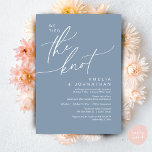 Invitation On a noué le noeud, Romantic Mariage Dinner Party<br><div class="desc">Marquez le début de votre éternité avec élégance en utilisant notre romantique esthétique contemporaine classe bleu poussiéreux elopement de mariage à thème joyeusement après le brunch déjeuner dîner fête carte d'invitation, "Nous avons noué le noeud". Parfait pour les couples qui souhaitent profiter de leur joyeux événement, cette invitation exhale le...</div>