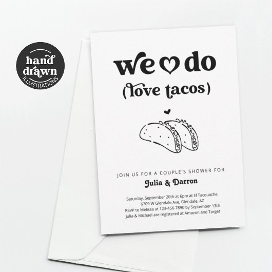 Invitation On aime Tacos Couples Wedding shower Fiançailles