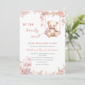 Invitation On attend presque Baby Shower Rose aquarelle Invit (Debout devant)