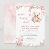 Invitation On attend presque Baby Shower Rose aquarelle Invit (Devant / Derrière)