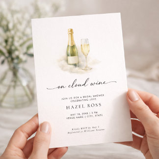 Invitation On Cloud Wine Elegant Champagne Bridal Shower