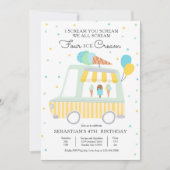 Invitation On hurle tous Four Ice Cream 4th Birthday Party (Devant)