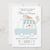 Invitation On hurle tous Four Ice Cream 4th Birthday Party (Devant)