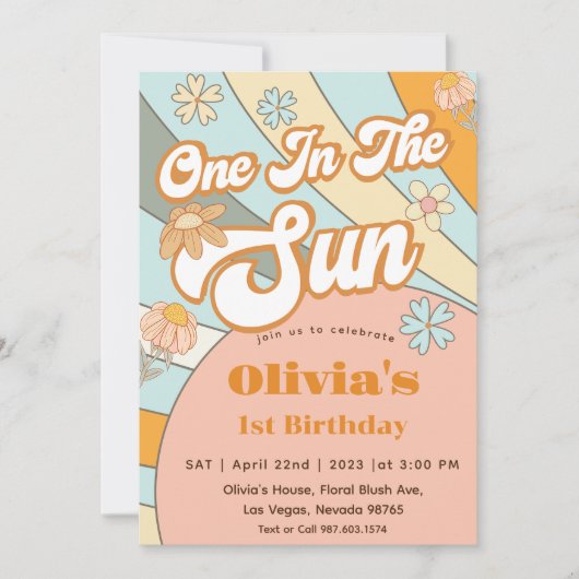 Invitation On In the Sun Rainbow 1er anniversaire (Devant)