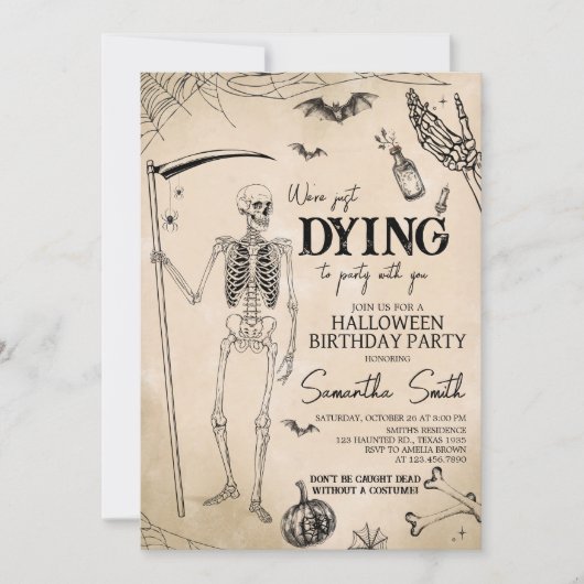 Invitation On meurt à la fête d'Halloween (Devant)