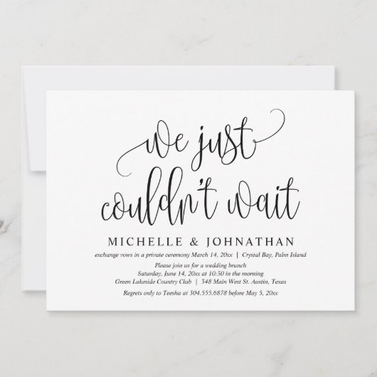 Invitation On ne pouvait pas attendre, Mariage Elopement Part (Devant)