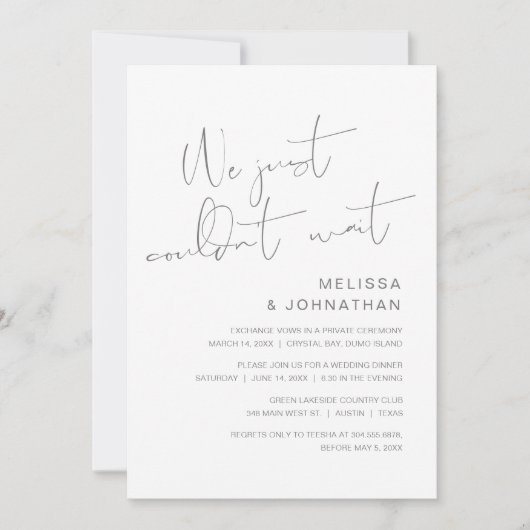 Invitation On ne pouvait pas attendre, Mariage Elopement Part (Devant)