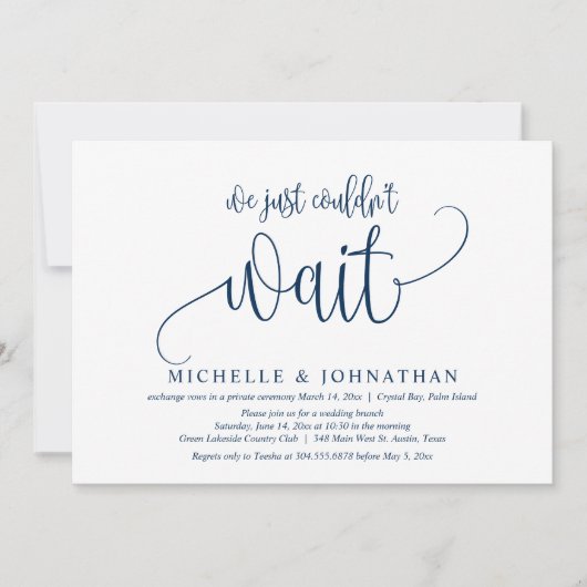 Invitation On ne pouvait pas attendre, Mariage Elopement Part (Devant)