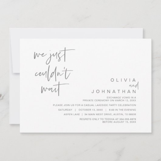 Invitation On ne pouvait pas attendre, Mariage Elopement Part (Devant)