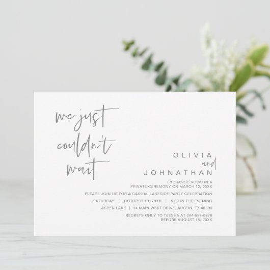 Invitation On ne pouvait pas attendre, Mariage Elopement Part (Debout devant)