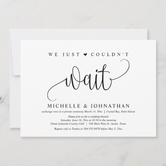 Invitation On ne pouvait pas attendre, Mariage Elopement Part (Devant)