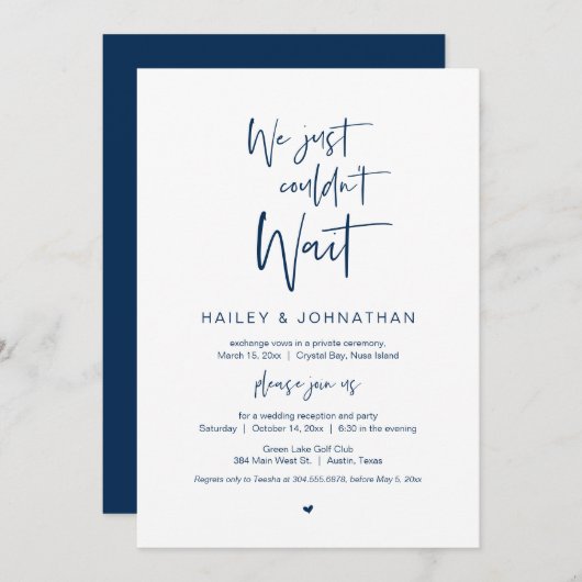 Invitation On ne pouvait pas attendre, Navy Blue, Elopement P (Devant / Derrière)