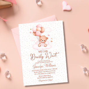 Invitation on peut à peine attendre, fille baby shower marron