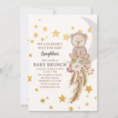 Invitation On peut attendre avant Boho Bear Moon Baby Brunch (Devant)