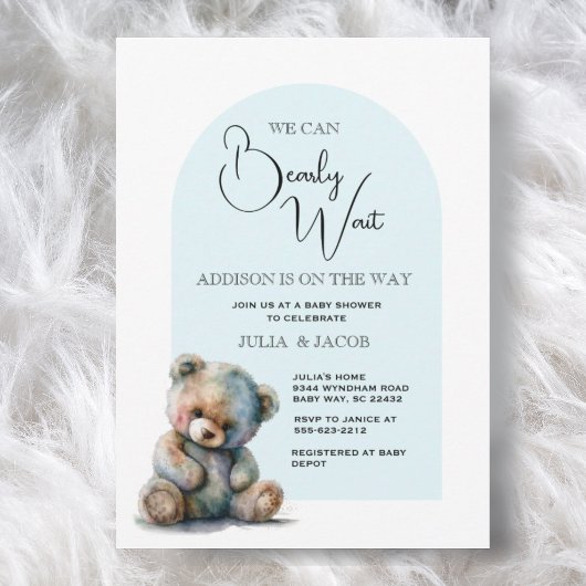 Invitation On peut attendre avant l'aquarelle Baby shower ble