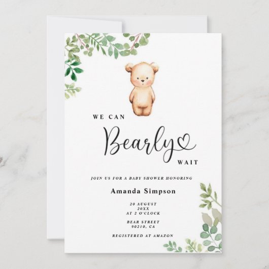 Invitation On peut attendre baby shower (Devant)