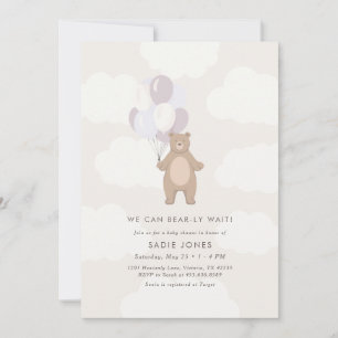 Invitation On Peut Attendre   Baby shower à bulle violet