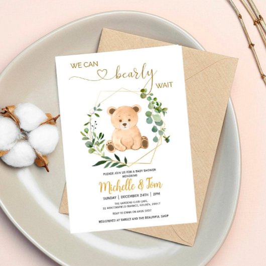 Invitation On Peut Attendre ! Baby shower de l'ours