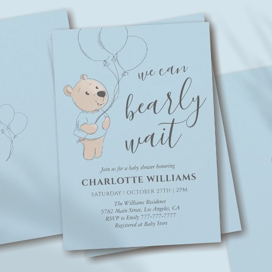 Invitation On Peut Attendre | Baby shower de l'ours en peluch