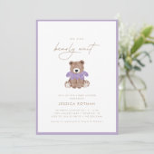 Invitation On peut attendre - Baby shower des filles violette (Debout devant)