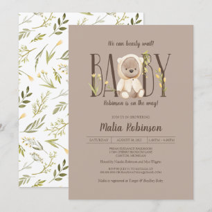 Invitation On Peut Attendre ! Baby shower d'ours en peluche j