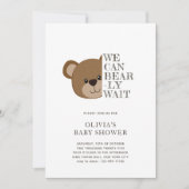 Invitation On Peut Attendre | Baby shower d'ours en peluche m (Devant)