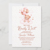 Invitation on peut attendre, baby shower fille brune arche (Devant)