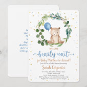 Invitation On peut attendre Baby shower Garçon (Devant / Derrière)