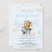 Invitation On peut attendre baby shower garçon (Devant)