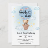 Invitation on peut attendre baby shower garçon (Devant)