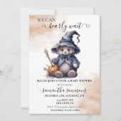 Invitation On peut attendre Baby shower Halloween Teddy (Devant)