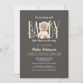 Invitation On Peut Attendre ! Baby shower Jaune Ours Teddy (Devant)