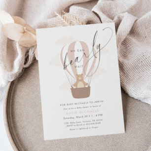 Invitation On Peut Attendre Baby shower rose doux