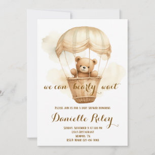 Invitation On Peut Attendre Baby shower Teddy Bear